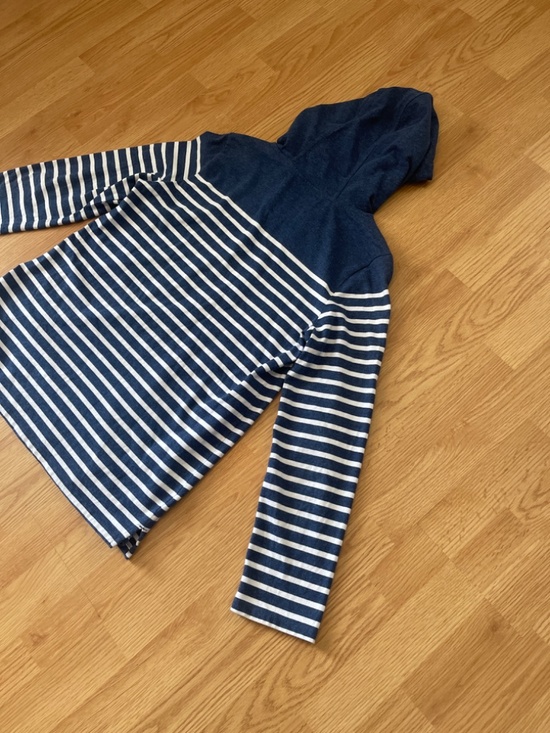 Nautica Blue w/ White Striped Pullover Cotton Hoodie Size Medium - Picture 8 of 10